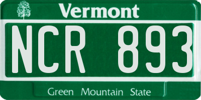 VT license plate NCR893