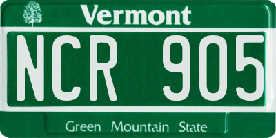 VT license plate NCR905