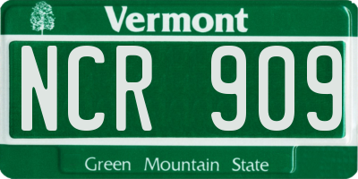 VT license plate NCR909