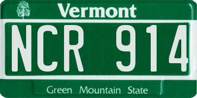 VT license plate NCR914
