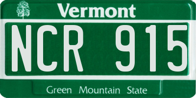 VT license plate NCR915