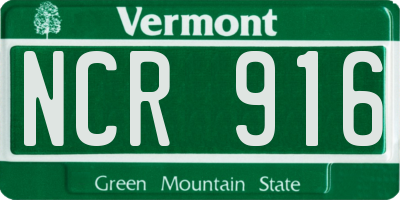 VT license plate NCR916