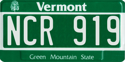 VT license plate NCR919