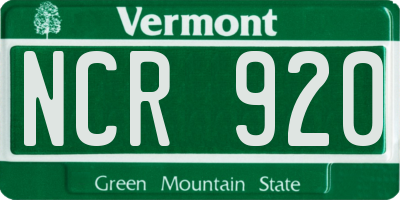 VT license plate NCR920
