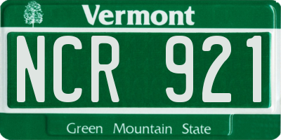 VT license plate NCR921