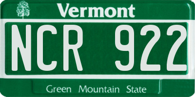 VT license plate NCR922