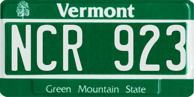 VT license plate NCR923