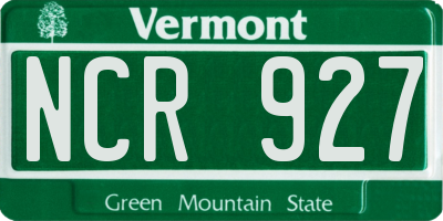 VT license plate NCR927