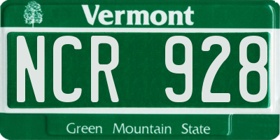 VT license plate NCR928