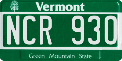 VT license plate NCR930