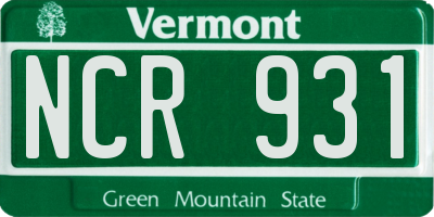 VT license plate NCR931