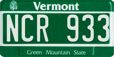 VT license plate NCR933