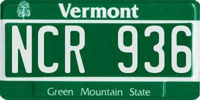 VT license plate NCR936