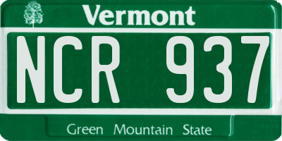 VT license plate NCR937
