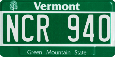VT license plate NCR940