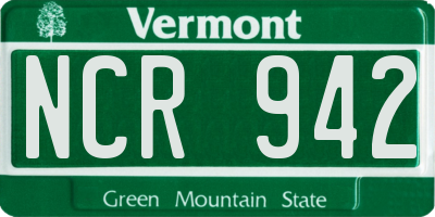 VT license plate NCR942