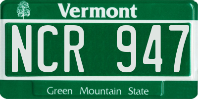 VT license plate NCR947