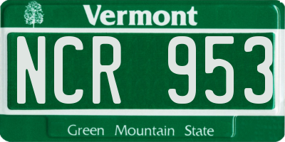 VT license plate NCR953