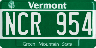 VT license plate NCR954