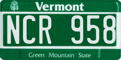 VT license plate NCR958
