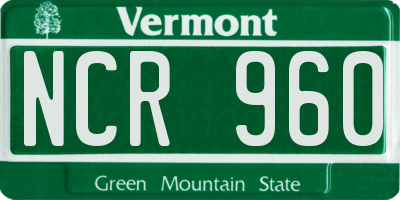 VT license plate NCR960