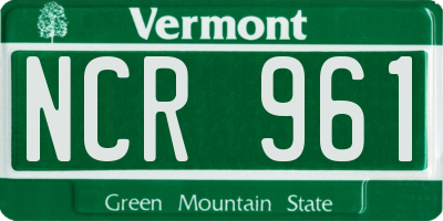 VT license plate NCR961