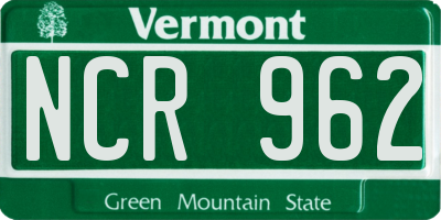 VT license plate NCR962
