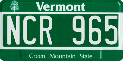 VT license plate NCR965