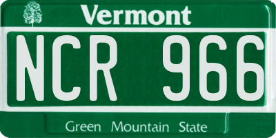 VT license plate NCR966