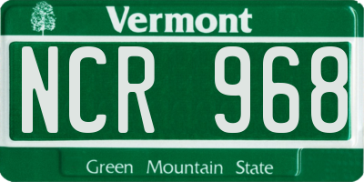VT license plate NCR968