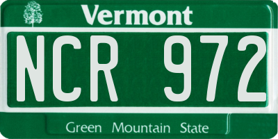 VT license plate NCR972