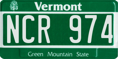 VT license plate NCR974