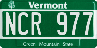 VT license plate NCR977