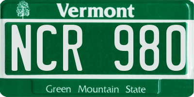 VT license plate NCR980