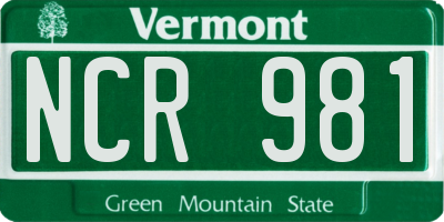 VT license plate NCR981