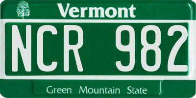 VT license plate NCR982