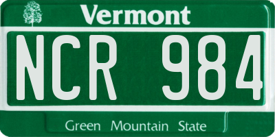 VT license plate NCR984