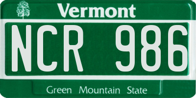 VT license plate NCR986