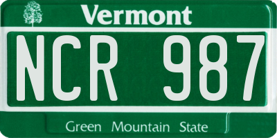 VT license plate NCR987