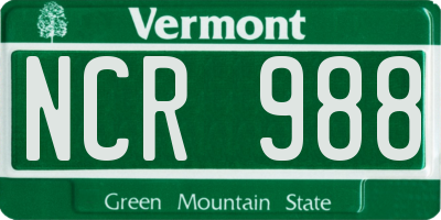 VT license plate NCR988