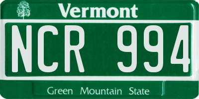 VT license plate NCR994
