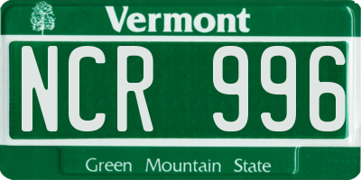 VT license plate NCR996