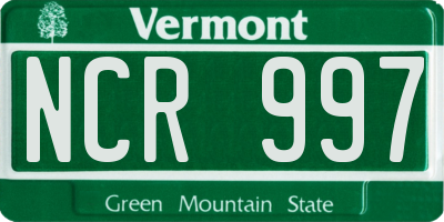 VT license plate NCR997
