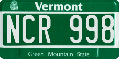 VT license plate NCR998