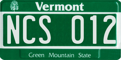 VT license plate NCS012