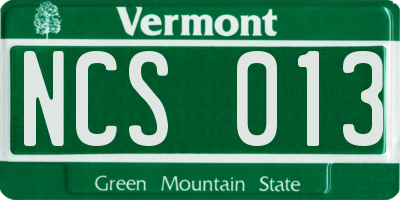 VT license plate NCS013