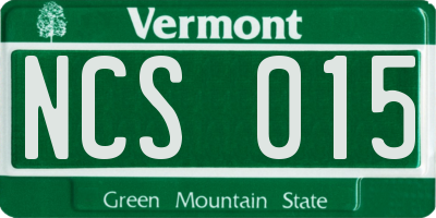 VT license plate NCS015