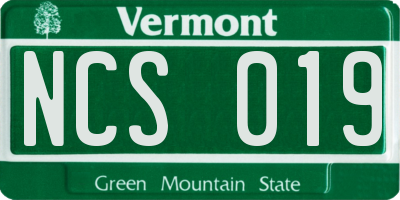 VT license plate NCS019