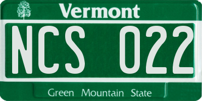 VT license plate NCS022