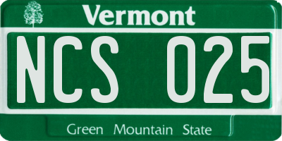 VT license plate NCS025